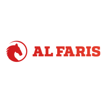 Al Faris logo with a red horse head inside a red circle and the company name in bold red letters.
