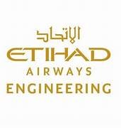 Etihad Airways Engineering logo in gold text on a white background.
