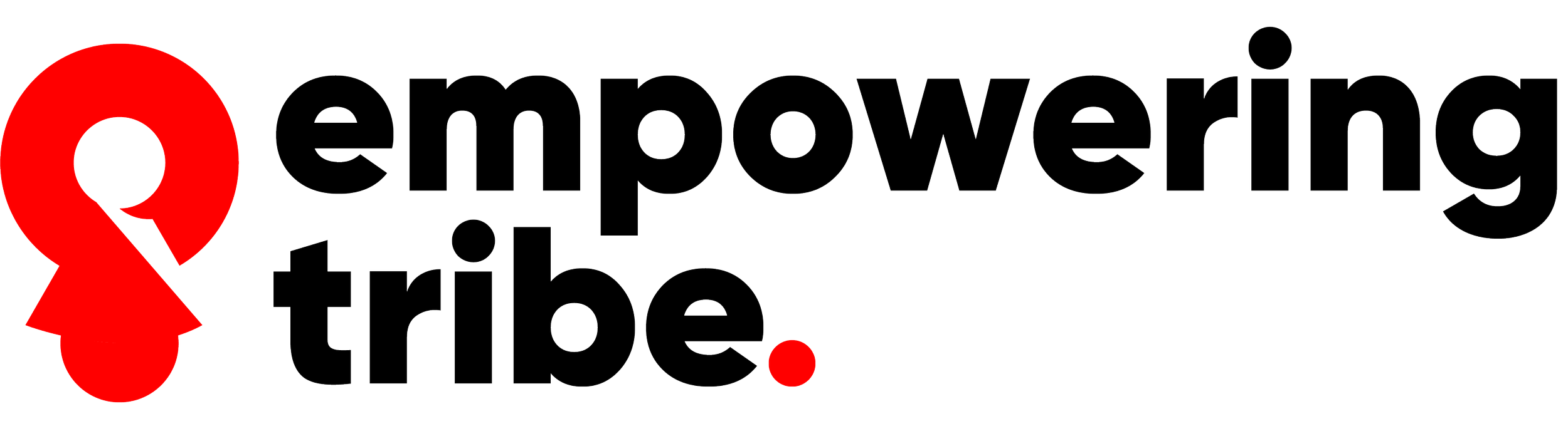 Empowering tribe logo with a stylized red and black design.