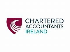 Chartered Accountants Ireland logo with a maroon and white emblem and black and teal text.