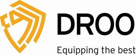 Logo of DROO with a shield emblem and the tagline 'Equipping the best'.