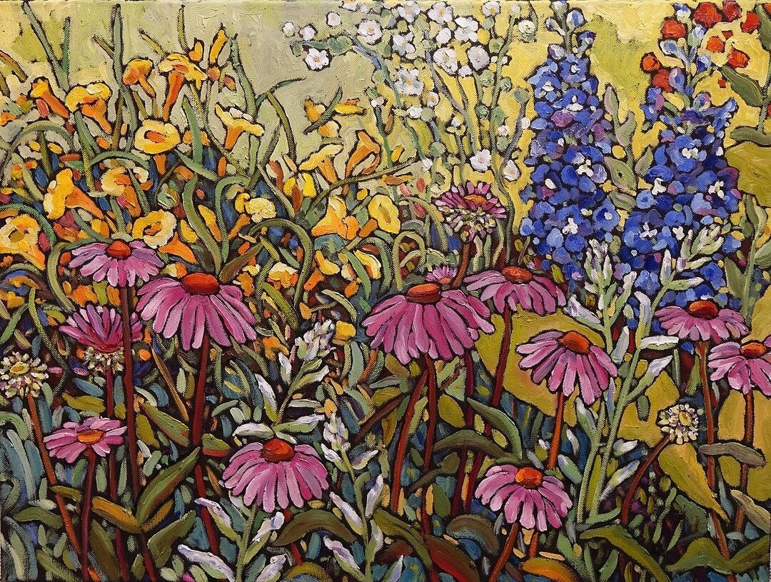 Posted @withregram &bull; @lorilynnfineart This favorite went to a new beautiful home in Amherst today and it made me quite happy. I am eager for a summer of garden painting!

~
~
#abundantgarden #gardenlove #gardenfairies #oilpaintings #paintingflow