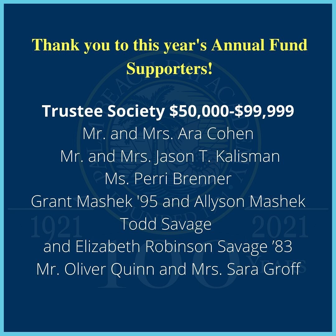 A great big THANK YOU to those who have already made their contribution to the Annual Fund for the 20/21 academic year. We are so grateful for the support of our amazing alumni! #pbda100