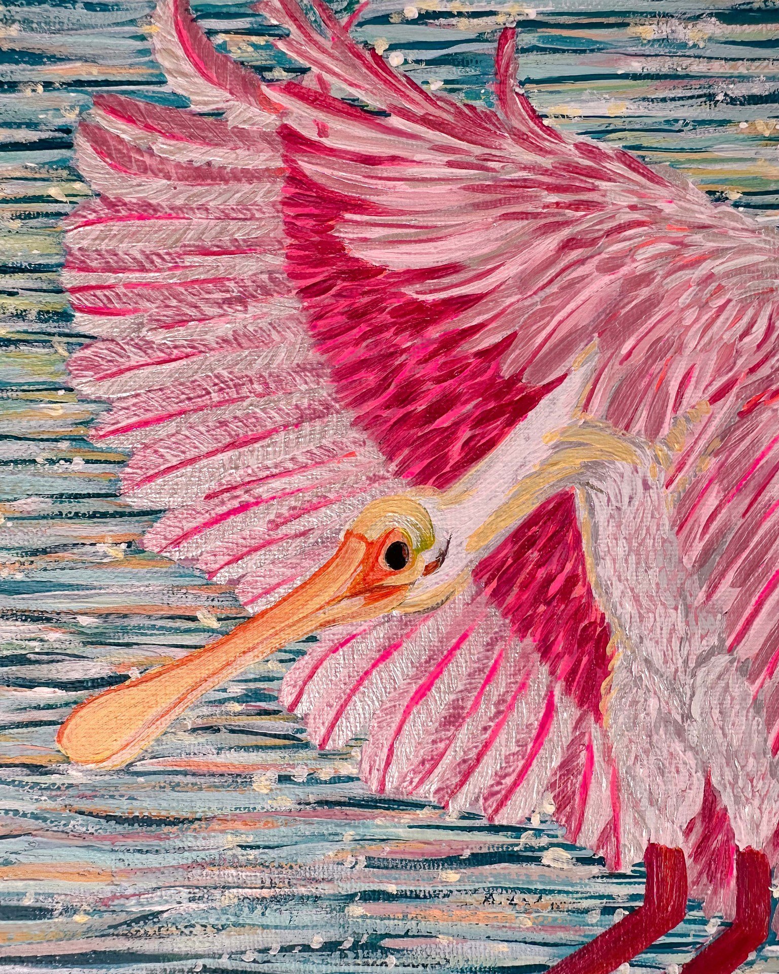 Brighten up your decor with the vibrant Roseate Spoonbill Acrylic on Canvas painting, freshly added to the shop! 

Check it out at the link in bio.

 #HomeArt #VibrantLiving #dopaminedecor #bohoart #natureartwork #emergingart #folkart #maximalistart 