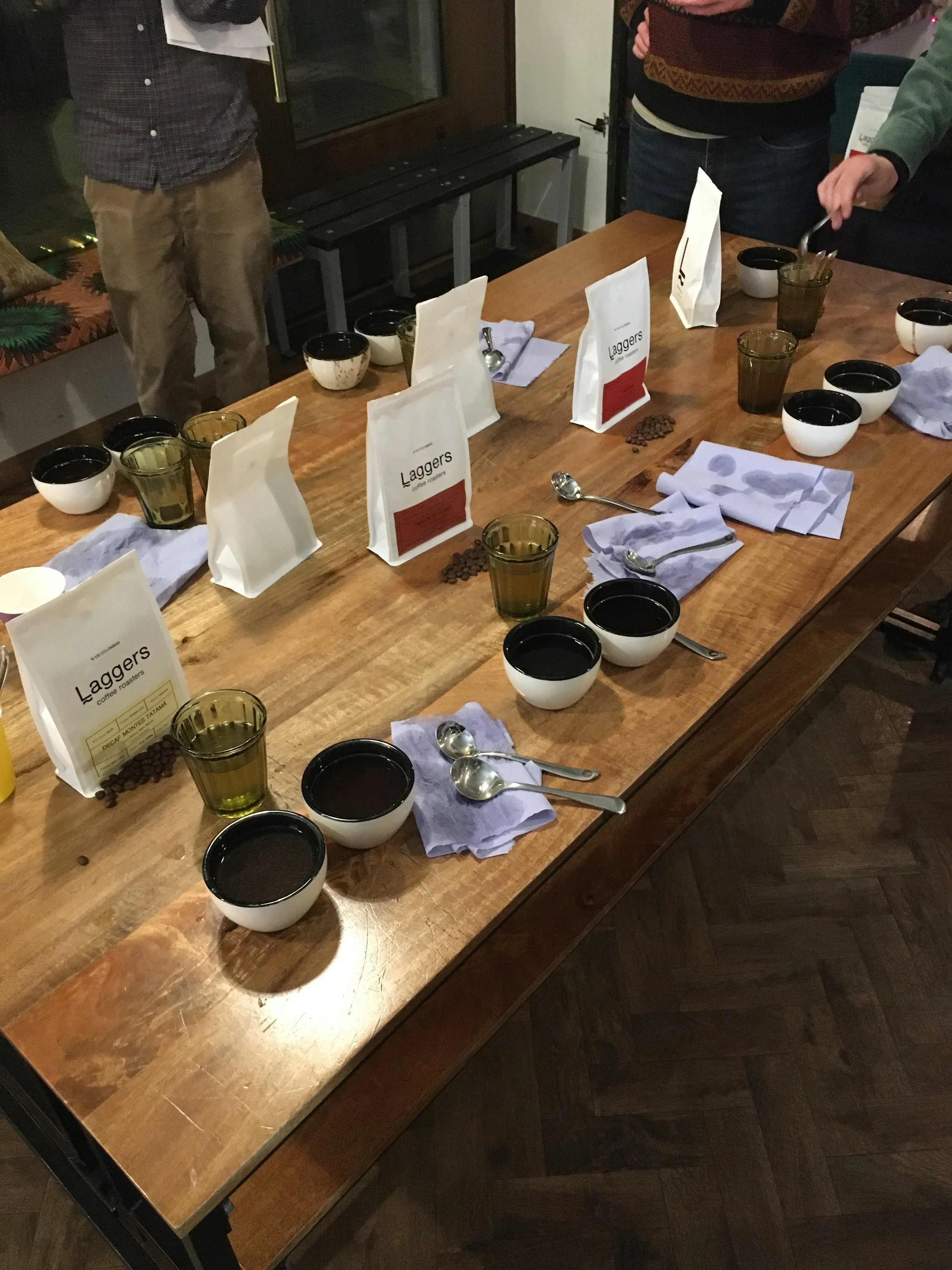 Coffee cupping in Hackney.