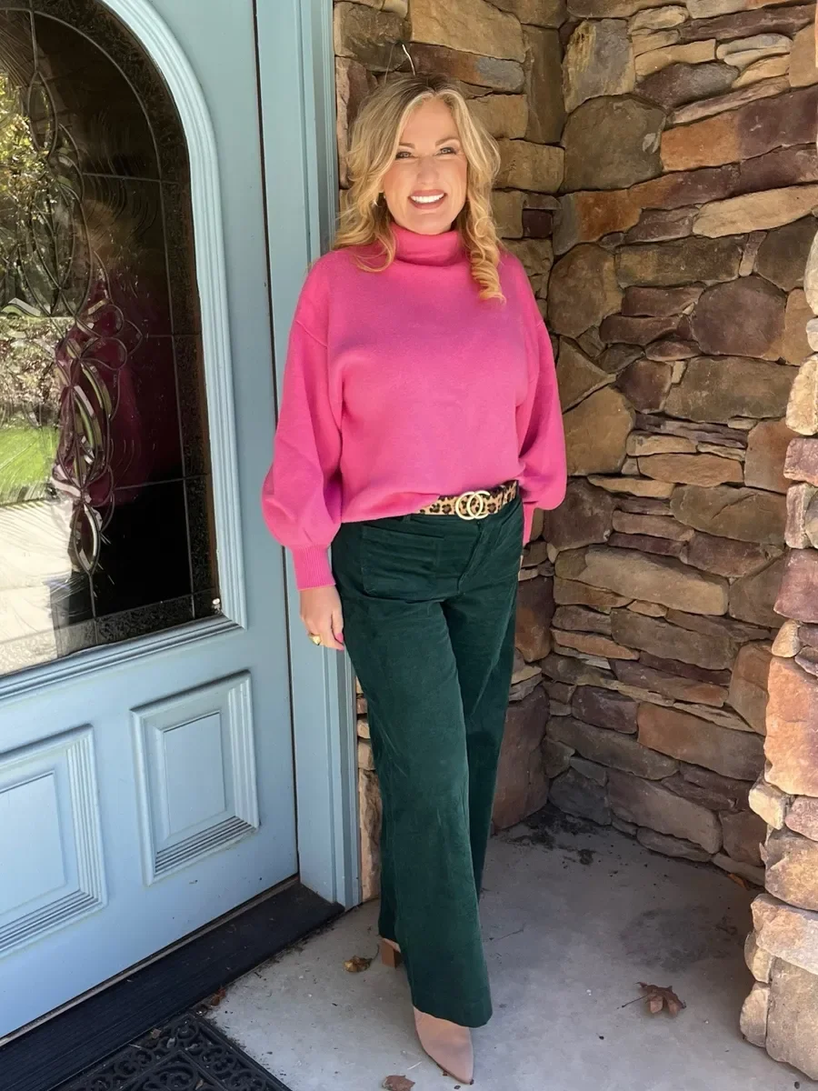 These green corduroy pants are a new favorite for fall and the holidays!