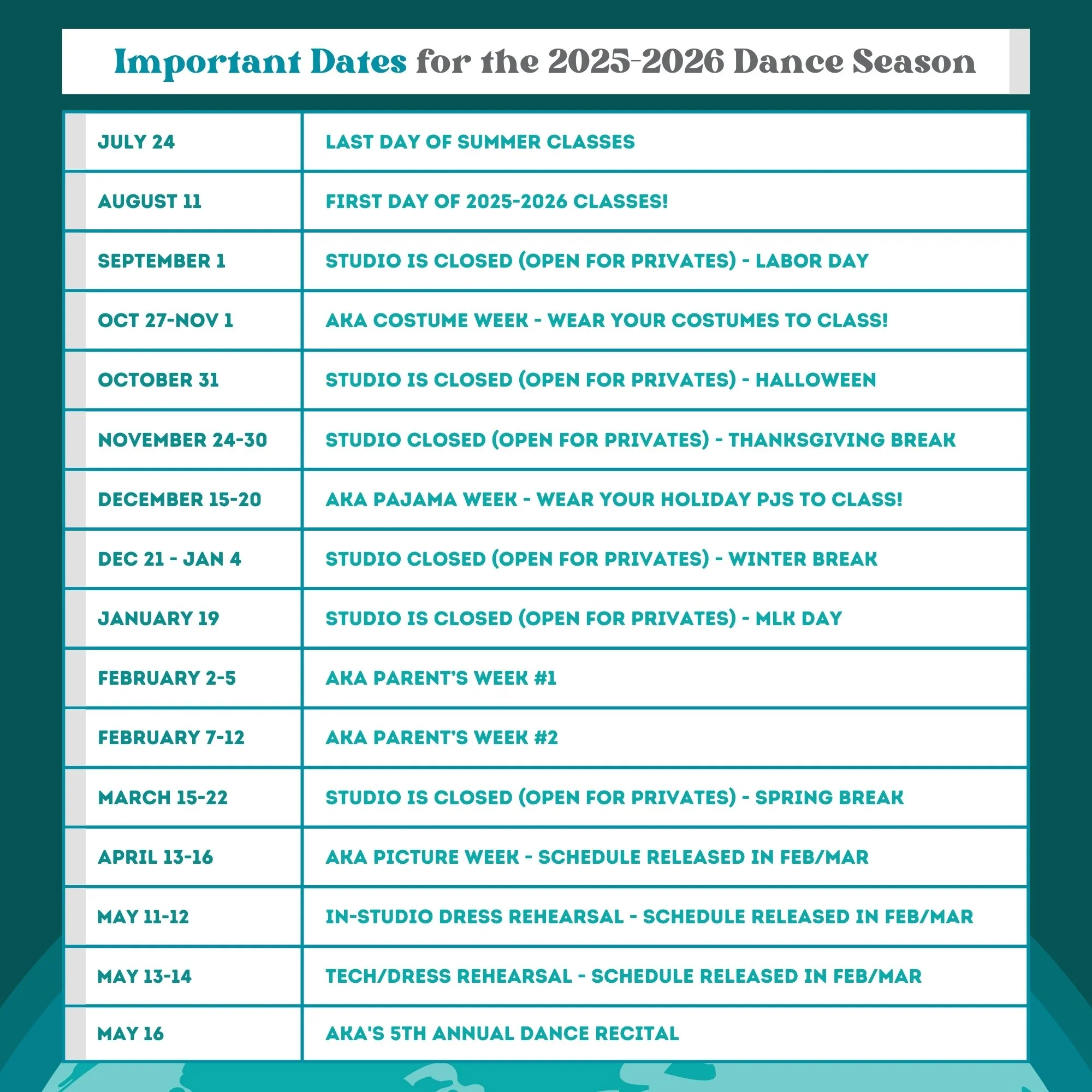 2025-2026 Important Dates