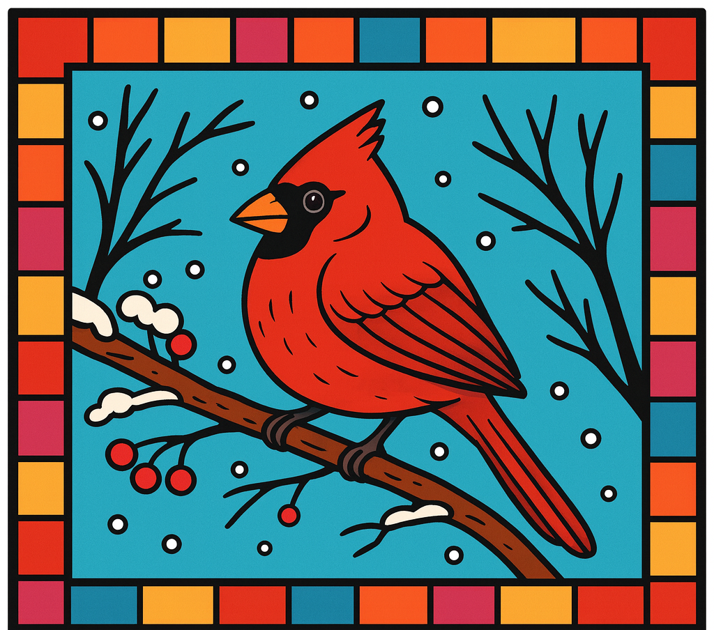 Cardinal in the Winter in Color.png