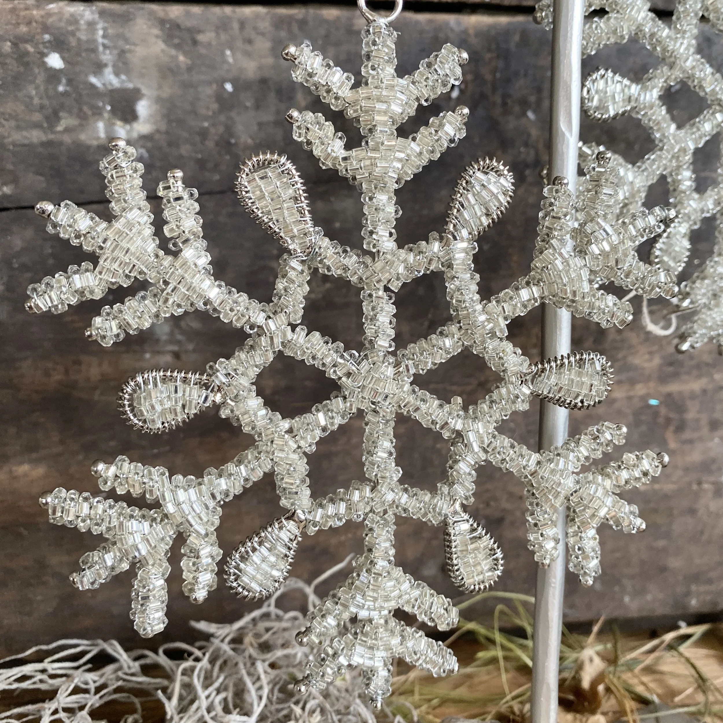 Detail of lovely holiday snowflake decor