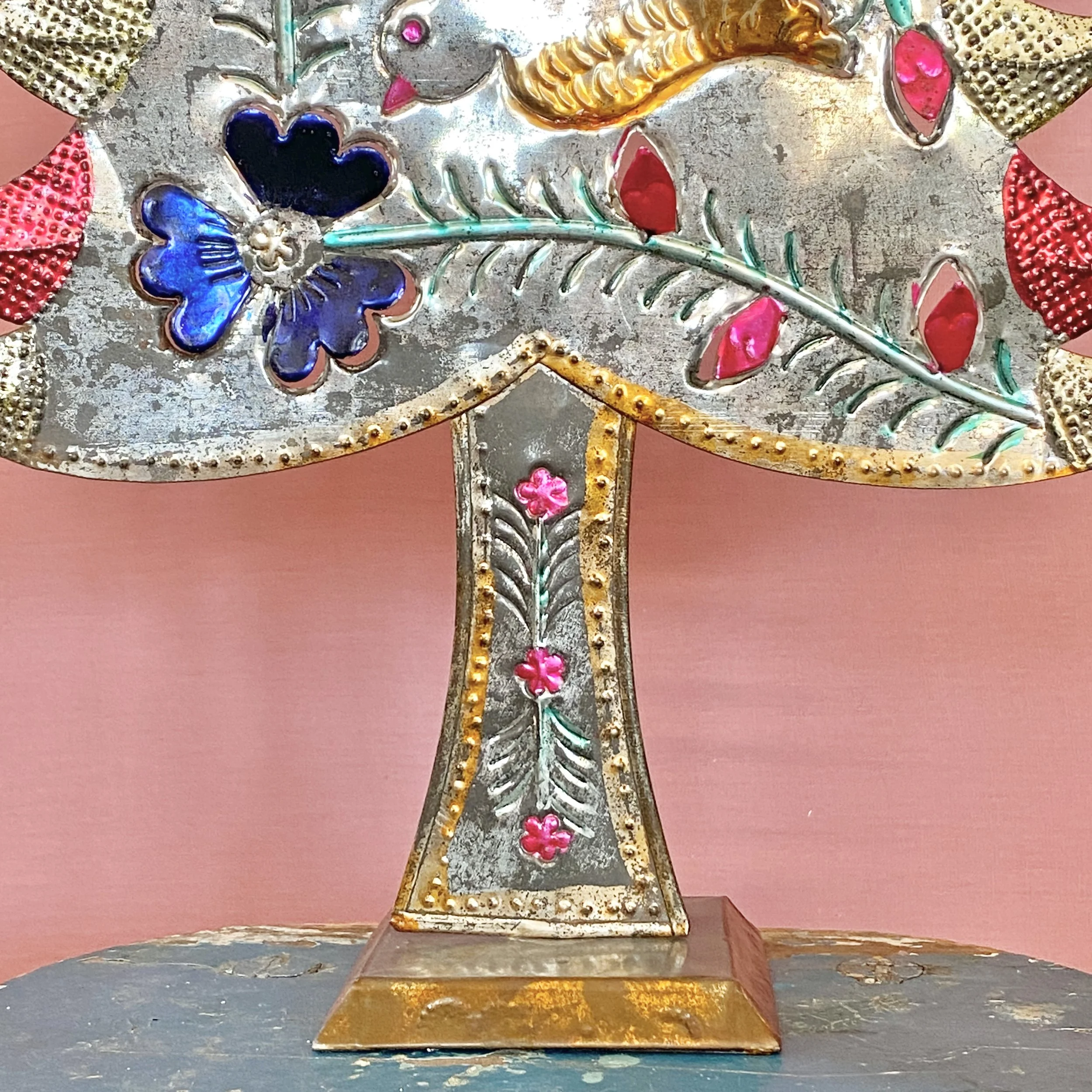Metal base of vintage Metal Mexican Folk Art Tree