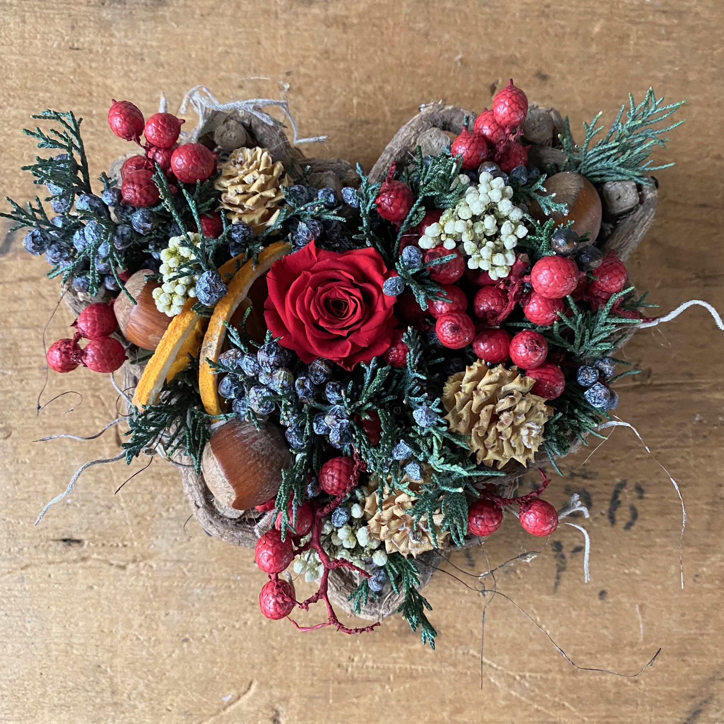 Holiday Dried and Preserved Heart Floral Arrangement