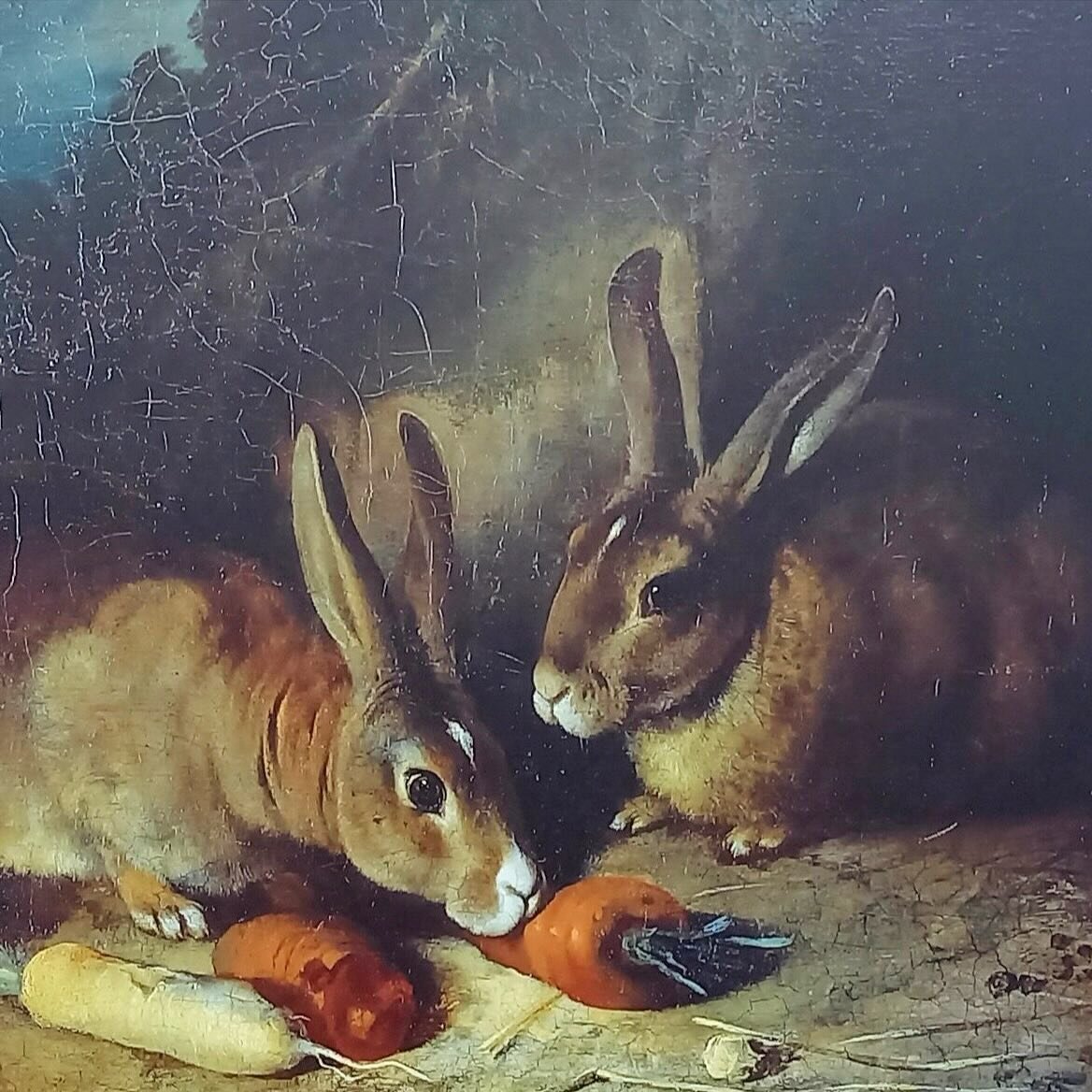 Two Rabbits by Rosa Bonheur, 1840, submitted to the Salon at age 18.

&ldquo;She wore her hair short, rode astride instead of side saddle, learned how to shoot a gun, hunted small game, told bawdy jokes and smoked a lot at a time when the habit was n