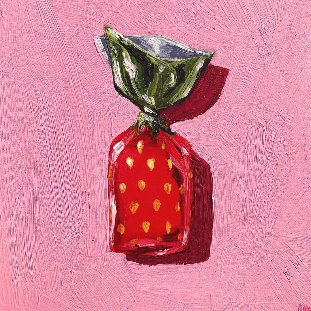 A childhood favorite 🍓 

Beautifully rendered by @painting_with_james, candies available in half pound ribboned packages ❤️
.
.
.
#fruitandflower #flowershop #valentinesgift #vintagevalentine #sweetshop