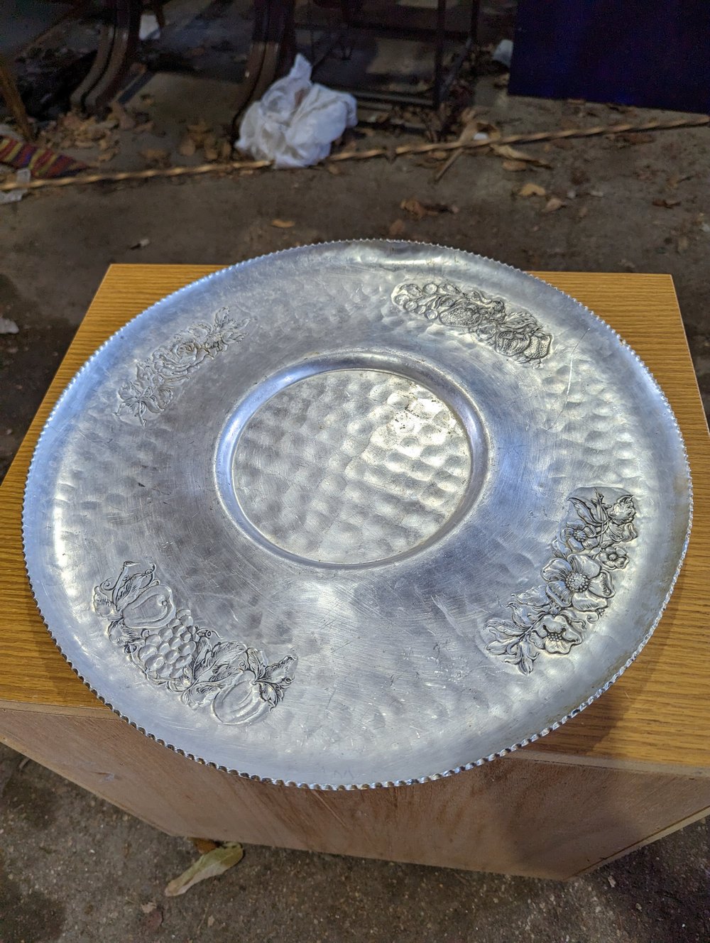 Vintage Mid Century Large Hand Wrought Aluminum Tray — Orr-Reed