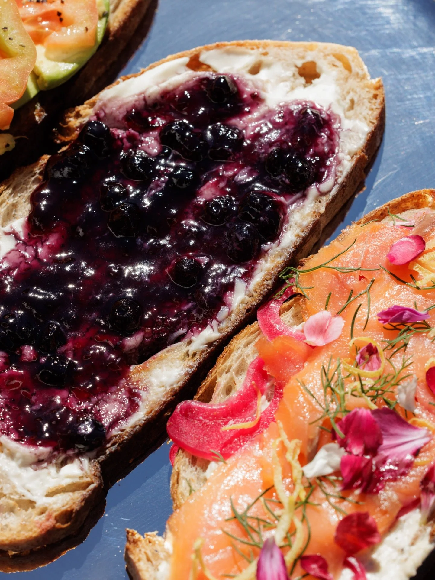 a moment for our mainstay toasts ☀️

cream cheese &amp; jam 
avocado tomato
avocado pickled onion 
smoked salmon 

served daily until 2p!
