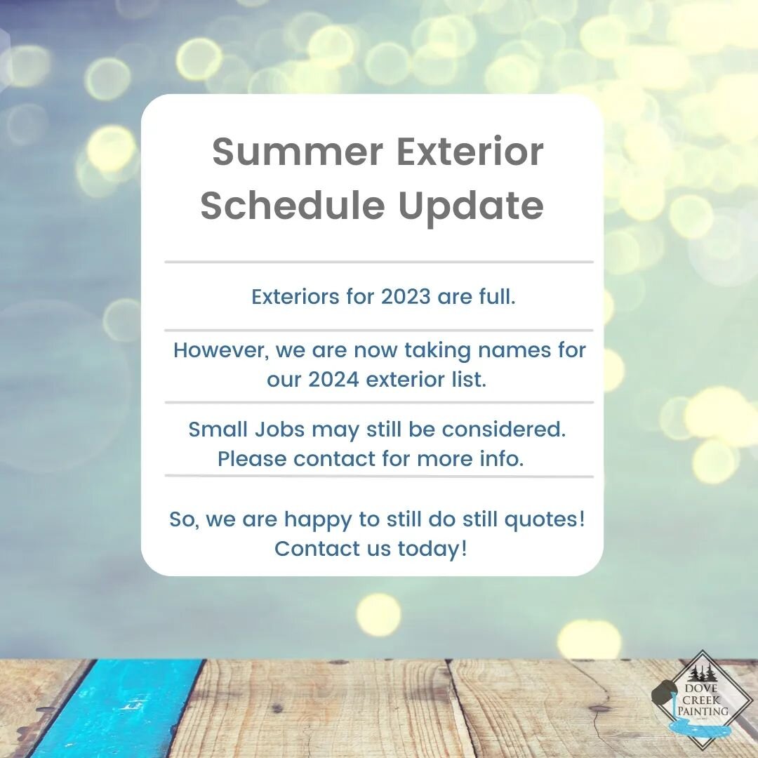 Summer is fast approaching, so here is a quick update. 🌞

We are now booked for 2023, but we are happy to still do quotes and put you on a wait list. If anything opens up or so, you are one of the firsts for 2024! 

#comoxvalleysmallbusiness #comoxv