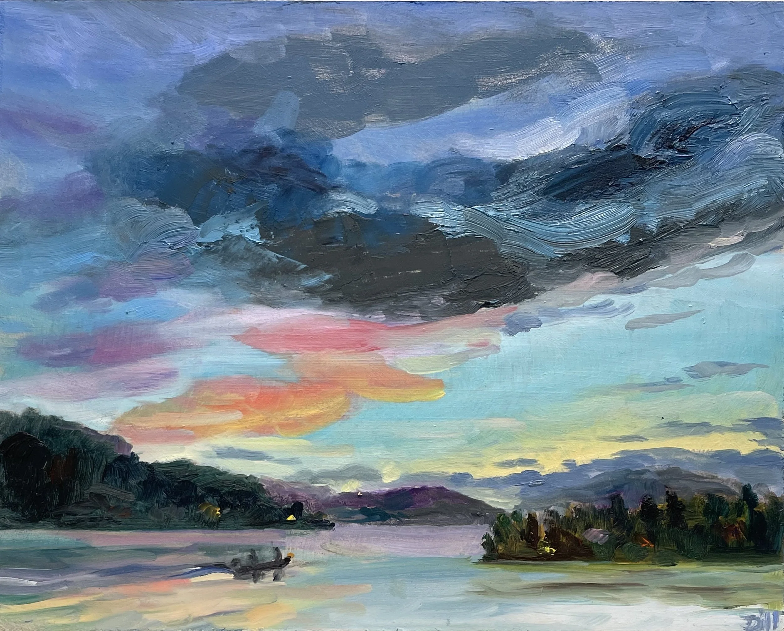 Fishermen at Sunset, Moose Pond