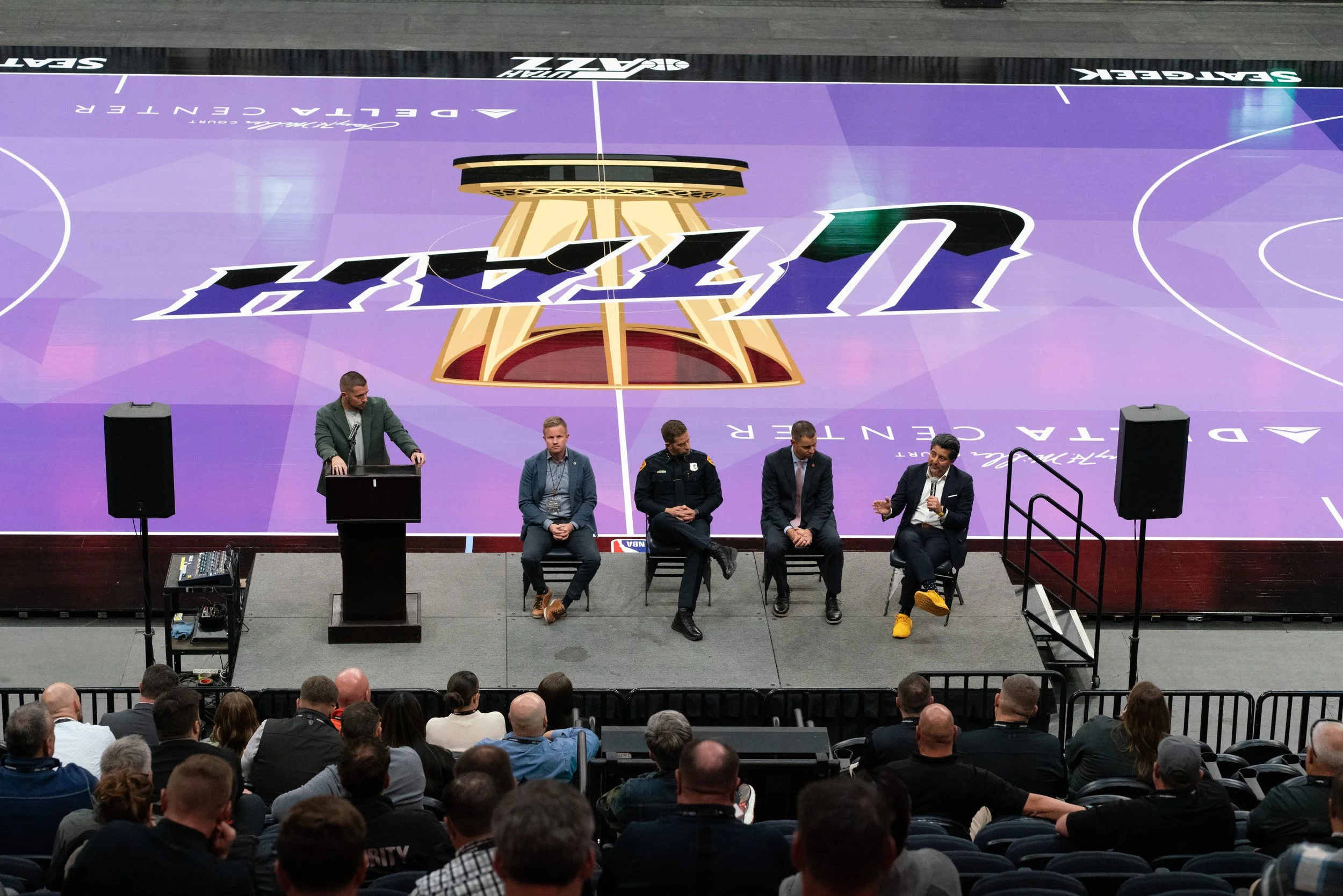 Aluma CEO Speaks during Keynote at Inaugural Utah Security Alliance Meeting at Delta Center in Salt Lake City