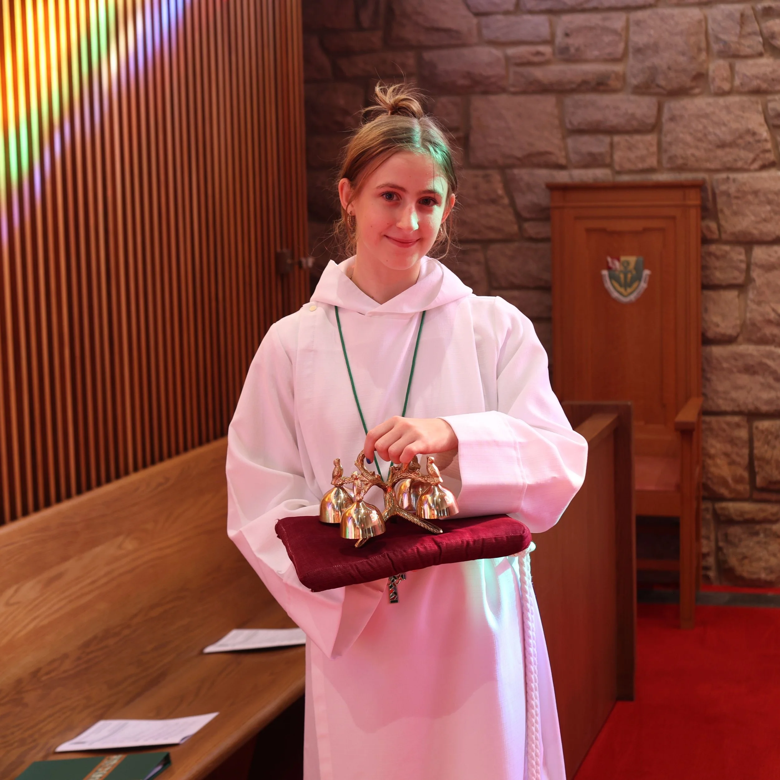 Our new Sanctus bells! These new bells were given in honor of our acolytes.