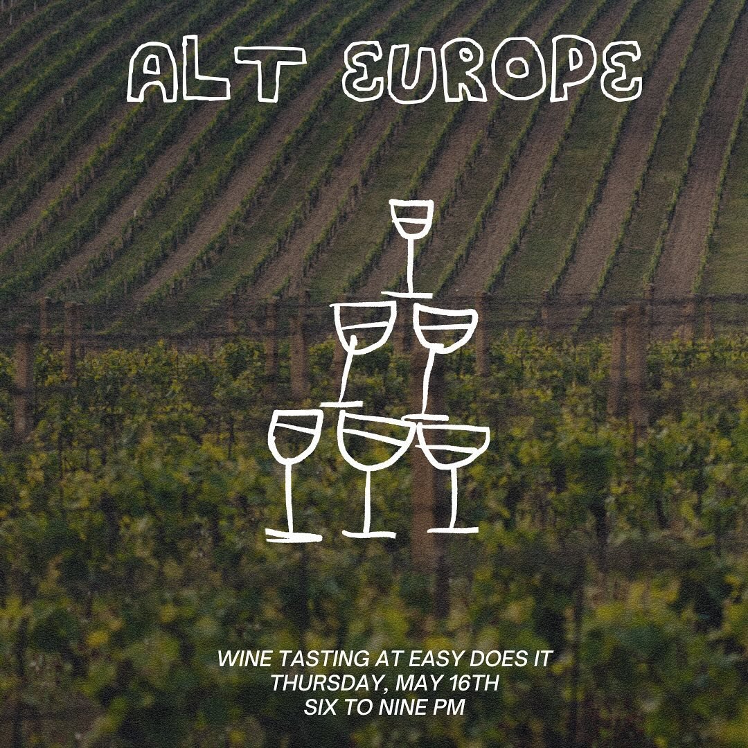 ALT-EUROPE WINE TASTING🍷 THURS 5.16⁠
⁠
&bull; Thursday, May 16th from 6-9PM⁠
&bull; Taste 20+ unique and limited wines from Europe ⁠
&bull; All wines available for purchase, retail discounts included with ticket purchase ⁠
⁠
Tickets at link in bio ⁠
