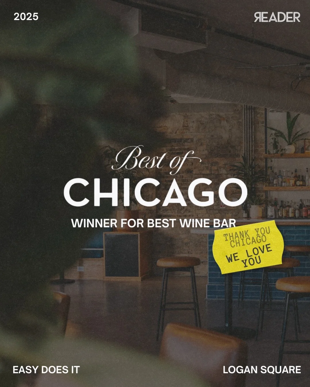 Our kind of town, Chicago. ⁠
⁠
Thank you for the love and support, friends🍷🪩❤️ ⁠And as always, thank you @chicago_reader 🤍⁠
⁠
⁠
#bestofchicago #chiagoreader #chicagosbest #bestwinebar  #reader