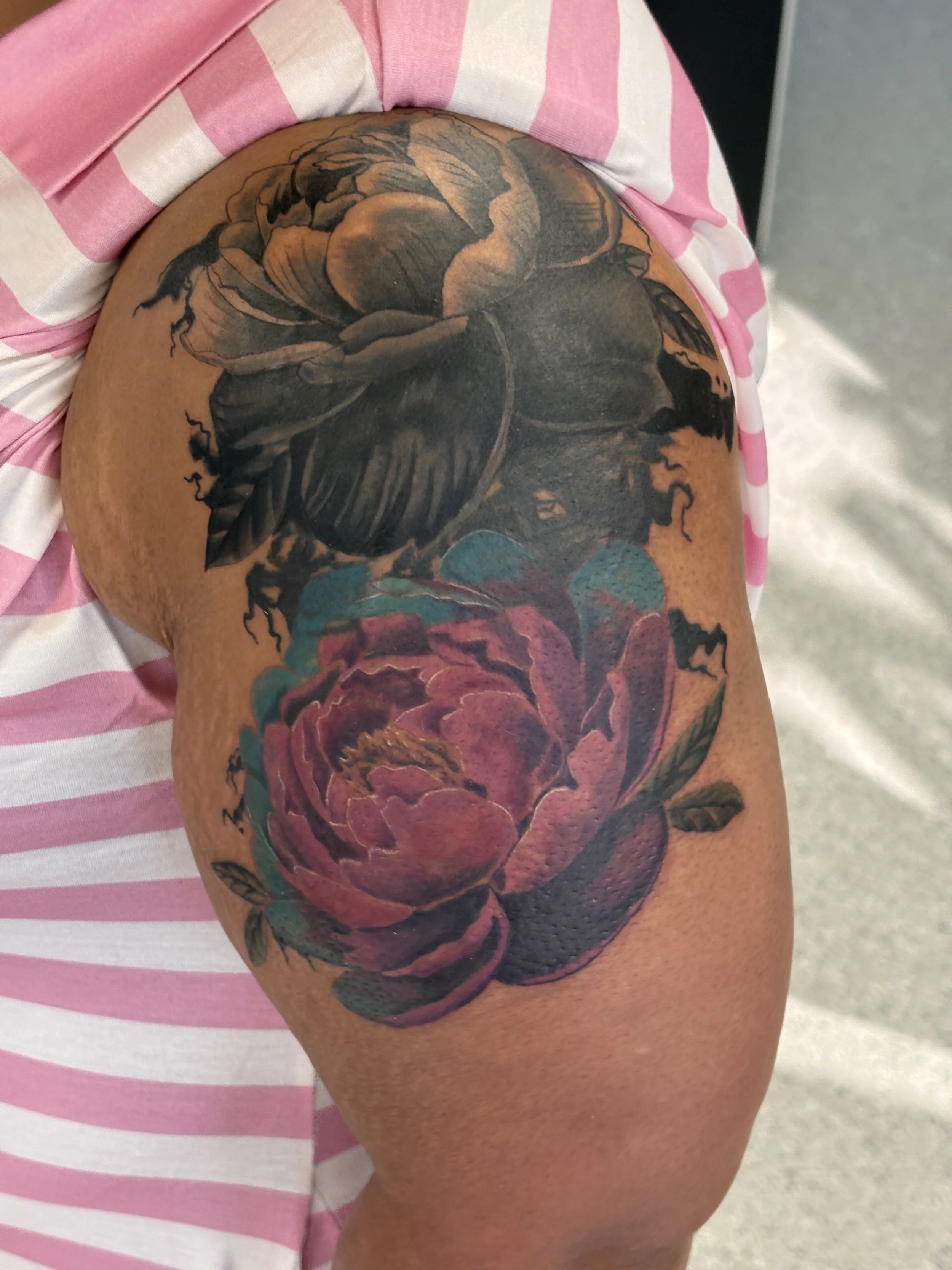 peony tattoo cover up tattoo Englewood ohio