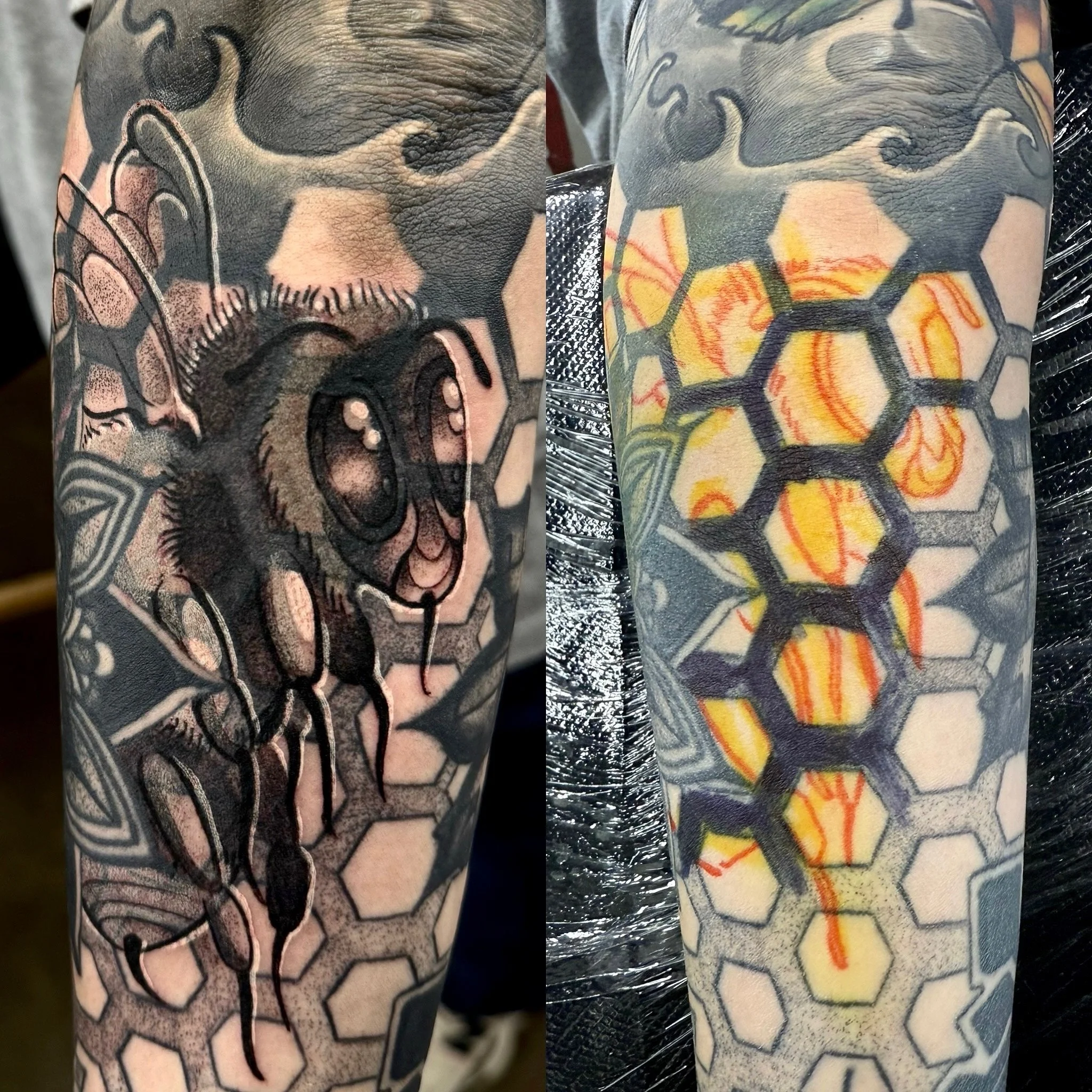 bee tattoo honeycomb tattoo Englewood ohio