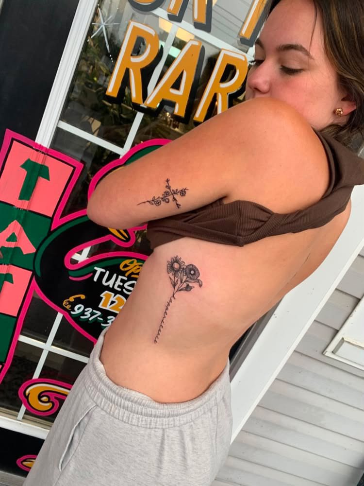 flower tattoo cross tattoo Englewood ohio