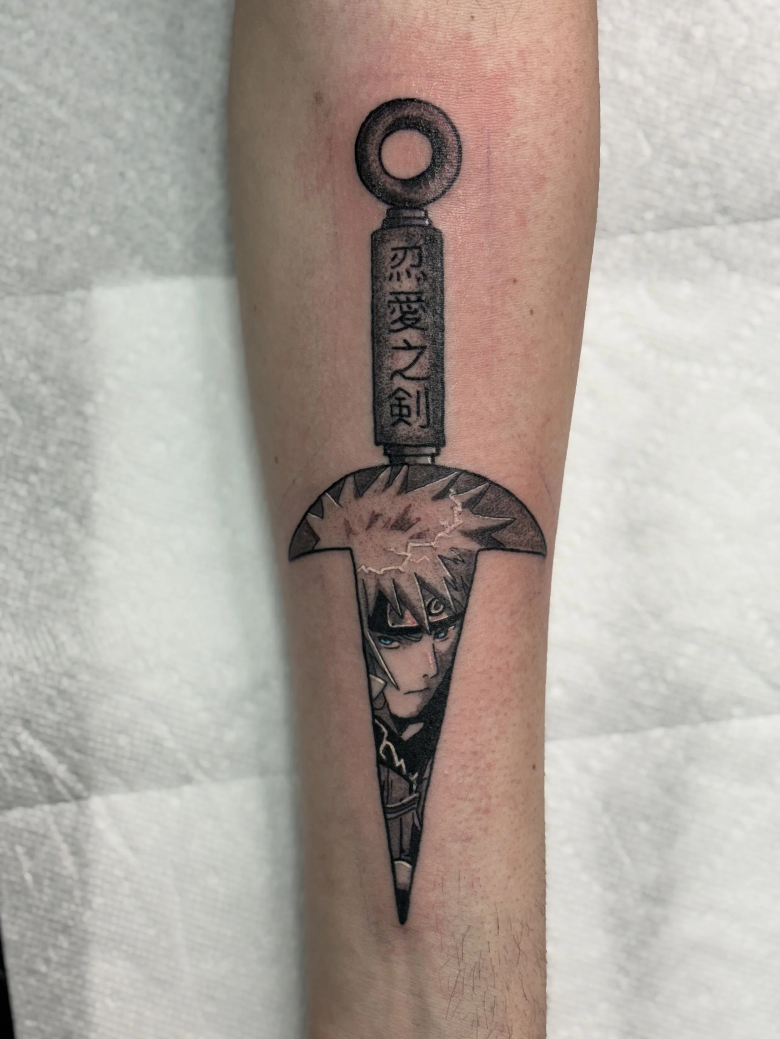Healed black and grey realianime tattoo Naruto tattoo. walk in tattoo. Englewood Ohio. Joshua Scott. Midwestxjosh