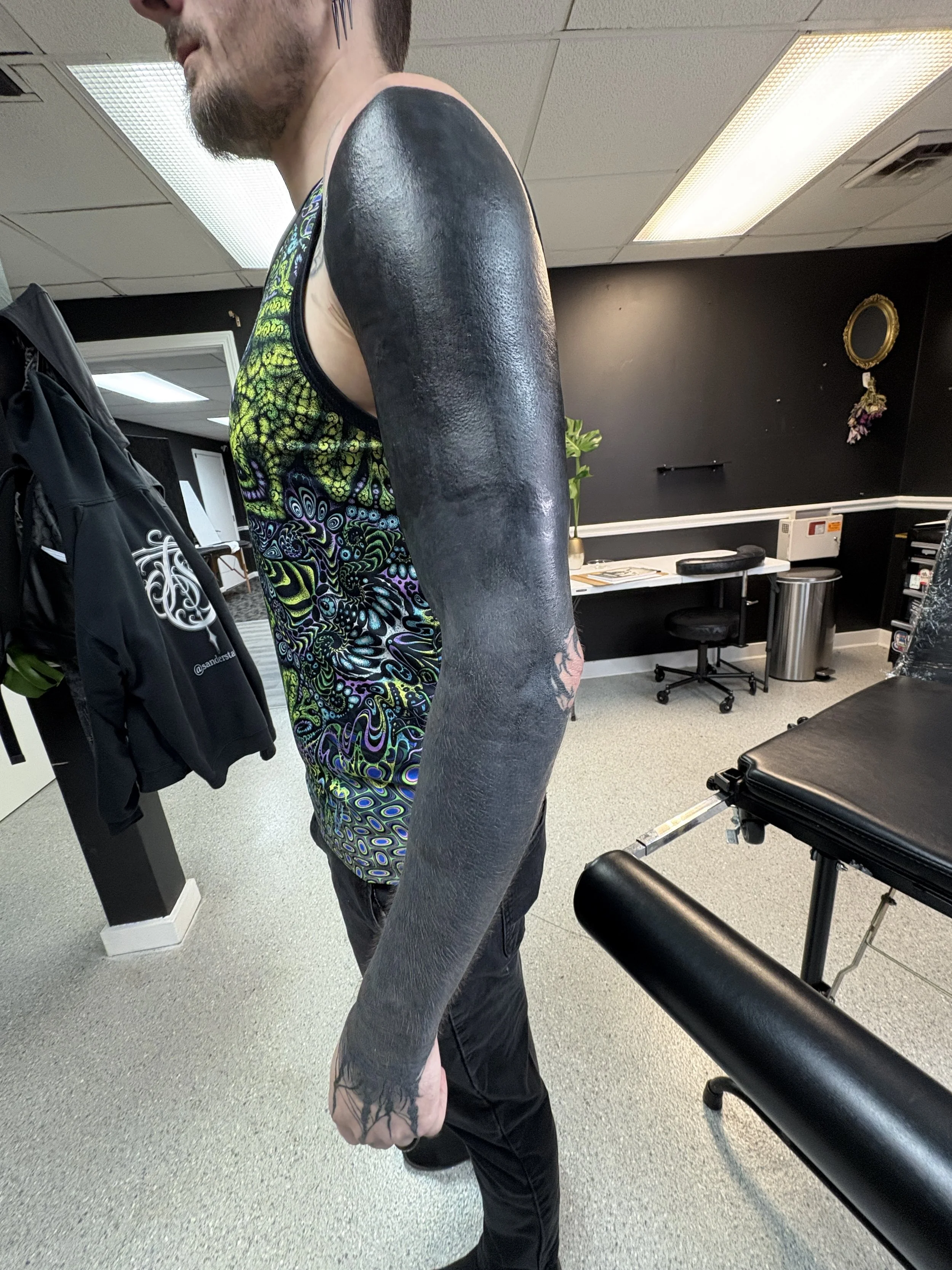 black out sleeve cover up tattoo englewood Ohio Dayton Ohio Joshua Scott midwestxjosh