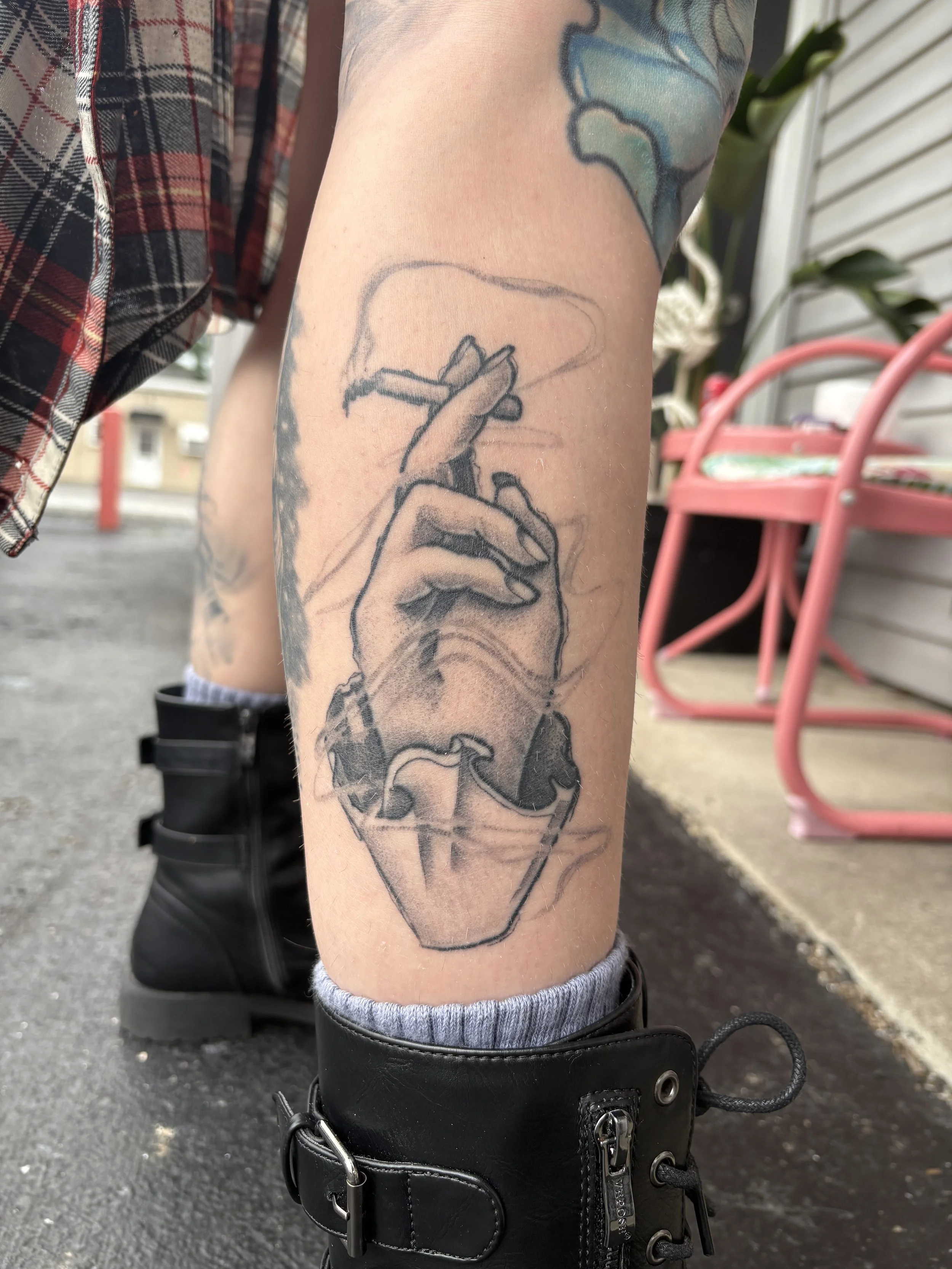 smoking tattoo neo traditional tattoo black and grey tattoo englewood ohio