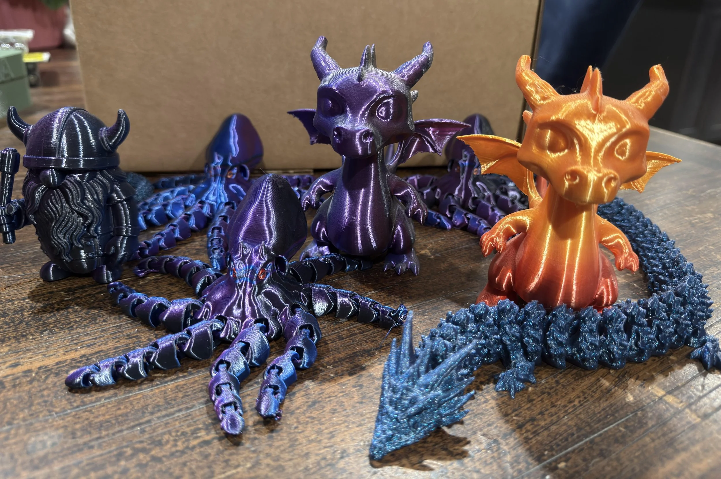 #6 gnome, #7 octopus, #8 cute dragon, #9 long dragon