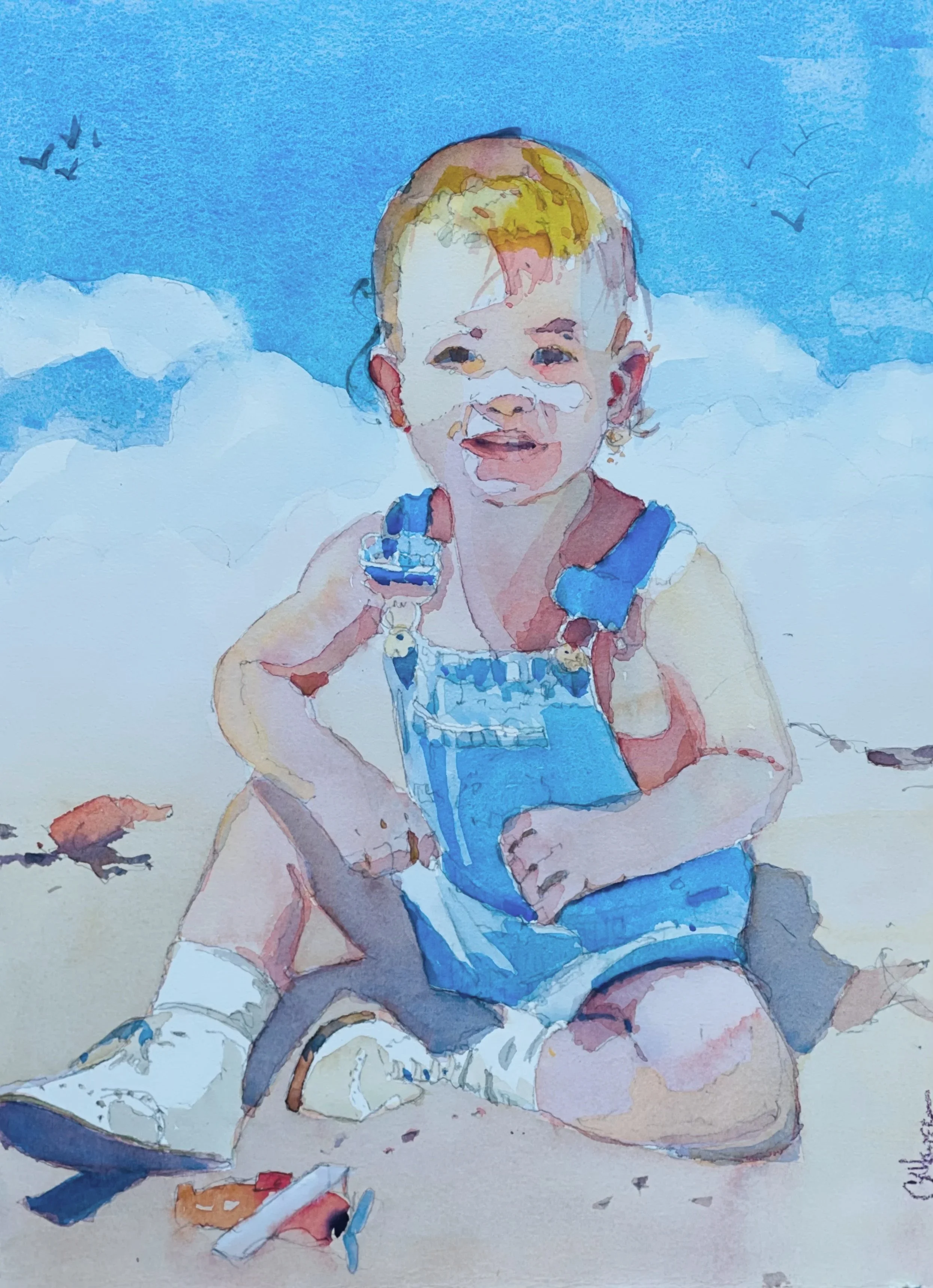 Sea and Sky, Watercolor, 15" by 11.25"