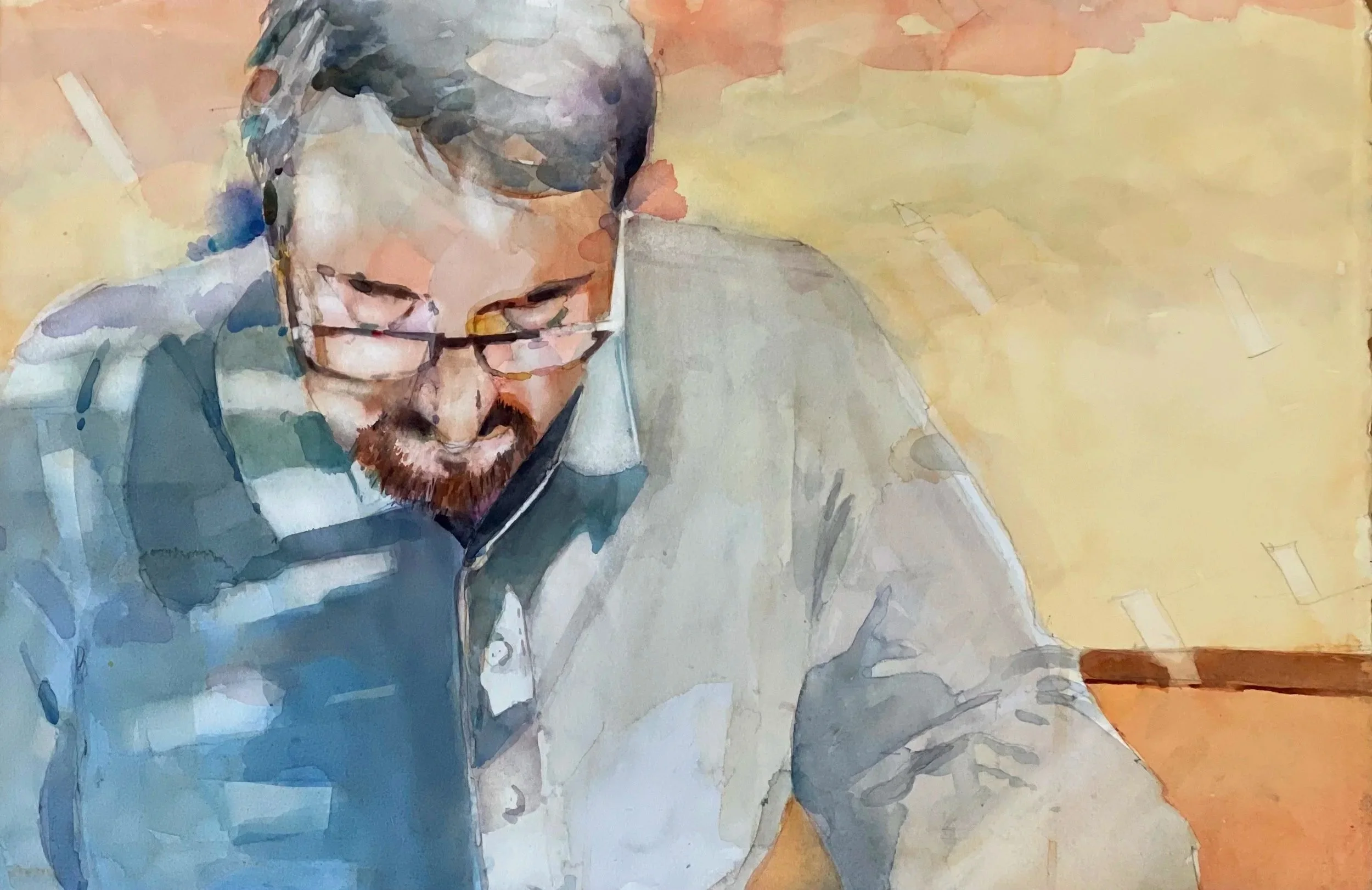 Alan, Watercolor, 15" by 22"