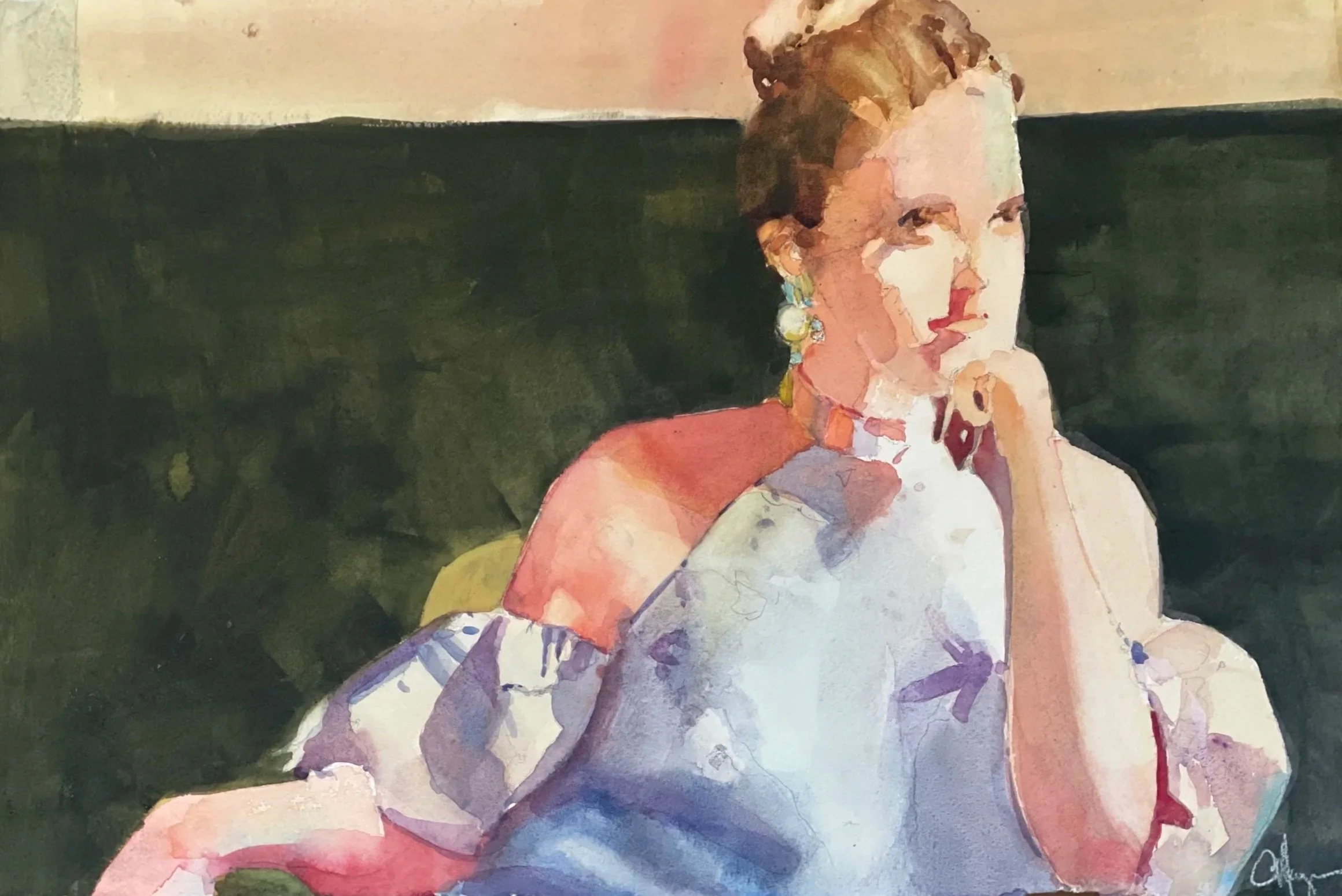 Model, Watercolor, 15" by 22"