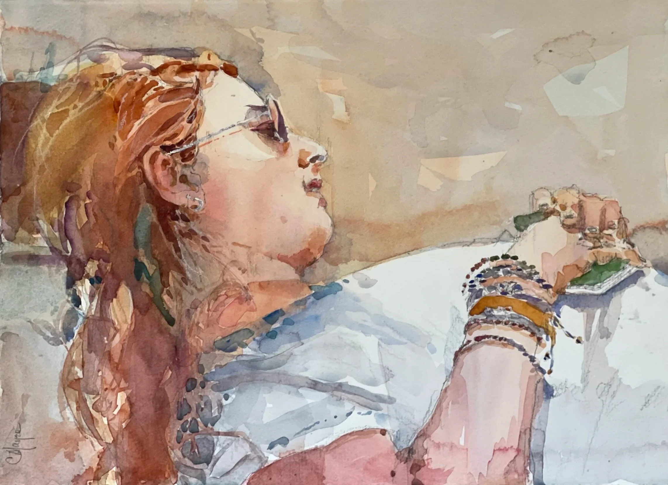 Chillin, Watercolor, 11" by 15"