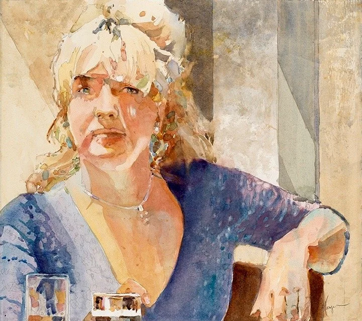 Blue Dress, Watercolor, 20" by 23"