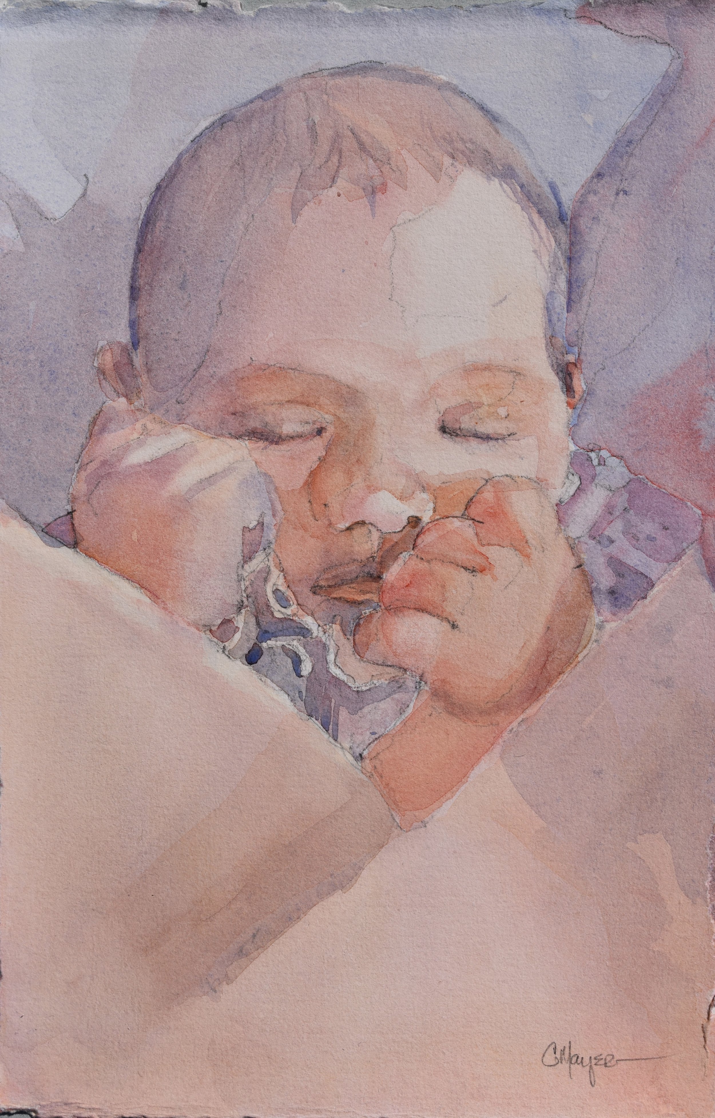 Baby, Watercolor, Private Collection
