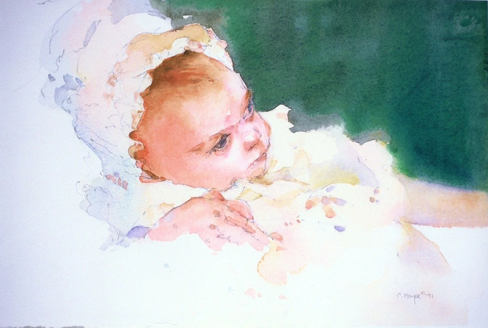 Baby, Watercolor, Private Collection