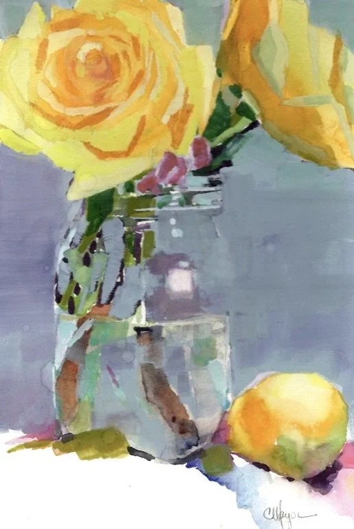 Yellow Roses, Watercolor, 11" by 7.5"
