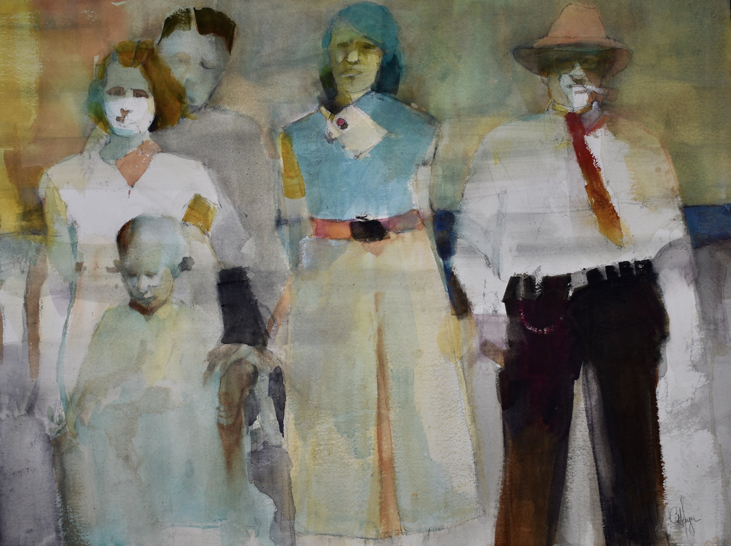 Extended Family, Watercolor, 22" by 30"
