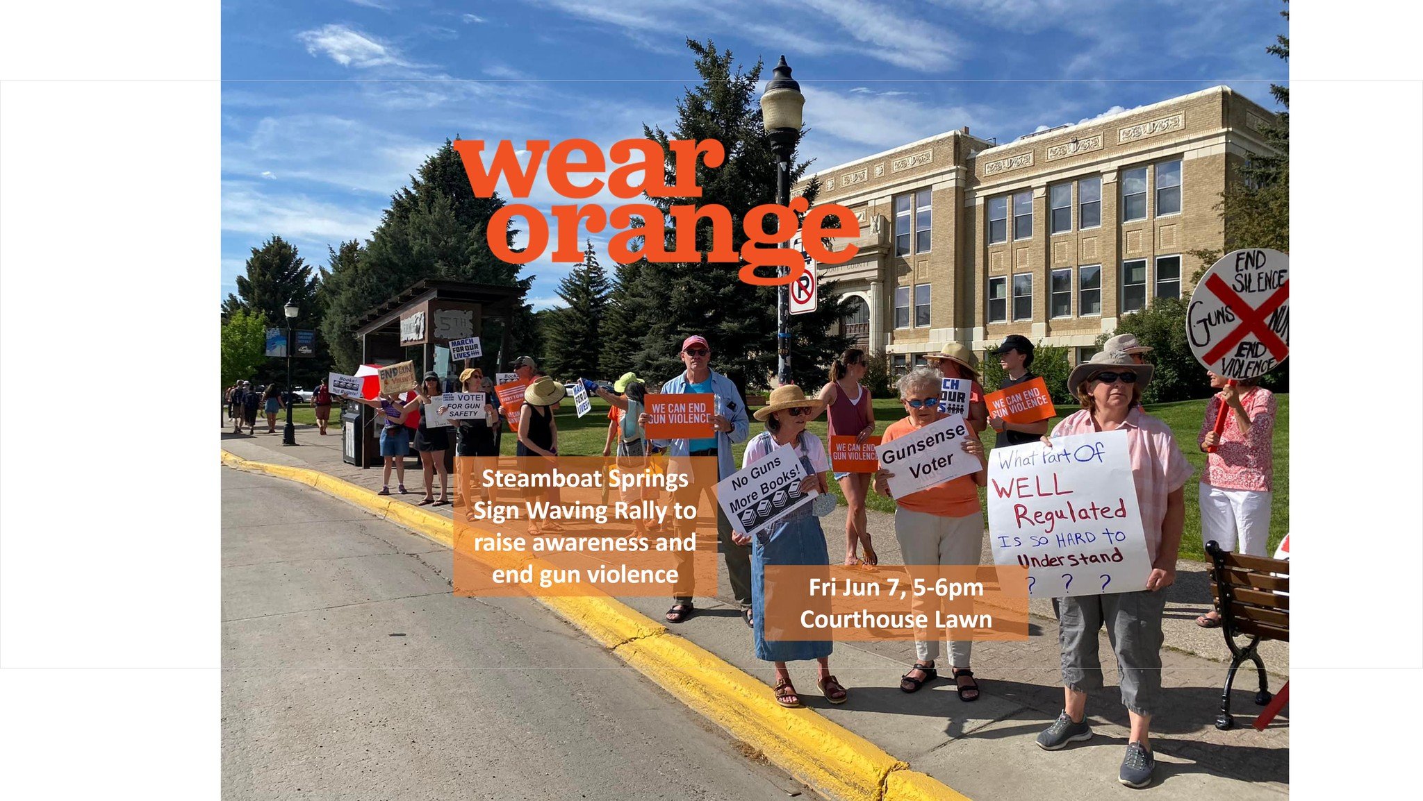 Steamboat Springs Wear Orange Sign Waving