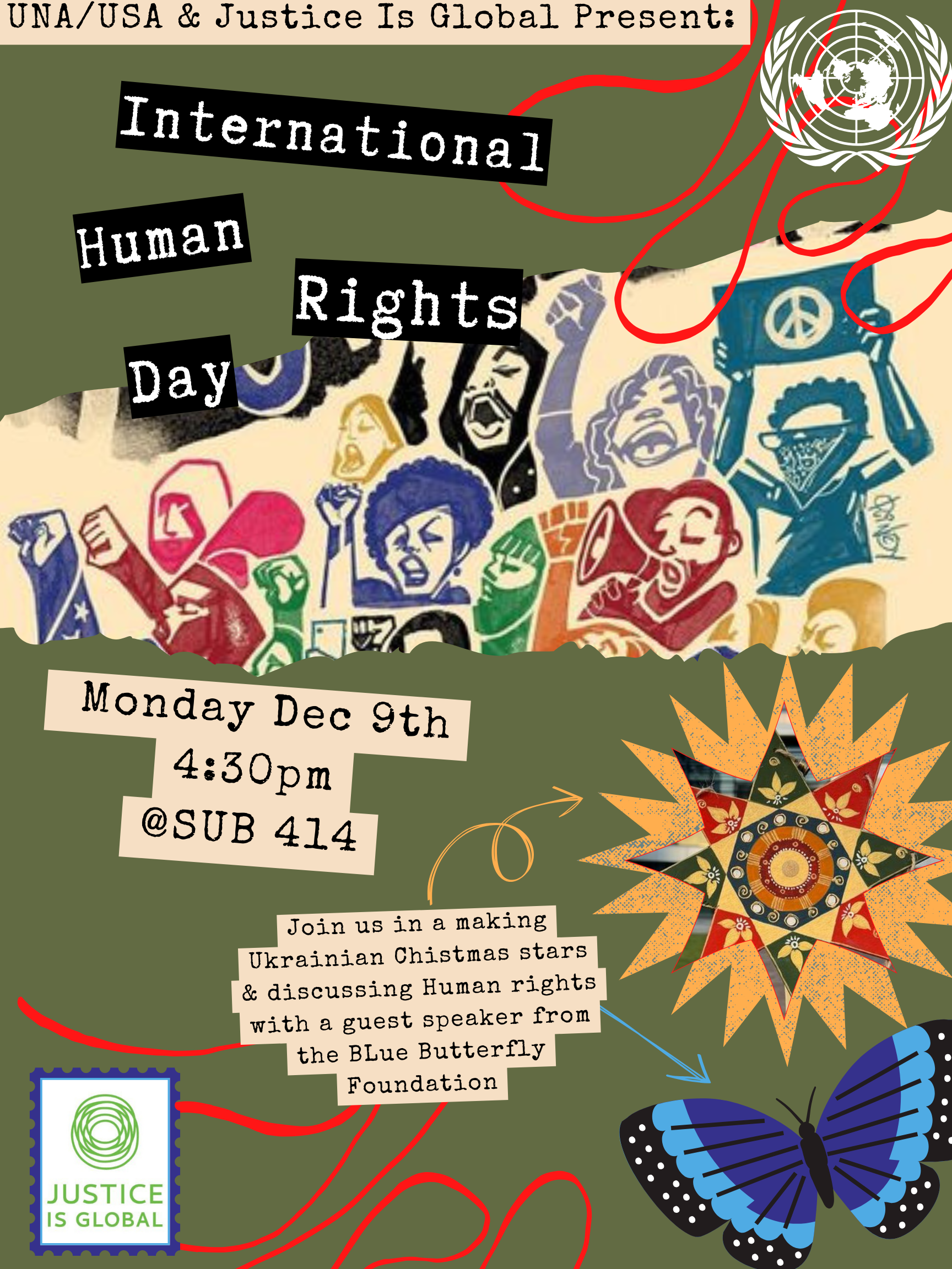 Flyer made for UNA/USAs SUNY New Paltz chapter (2024)