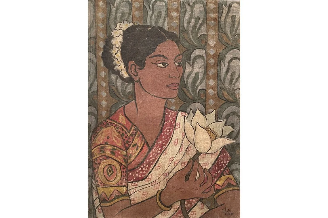 Nazek Hamdi portrait Lotus Girl from Resonant Histories: India and the Arab World