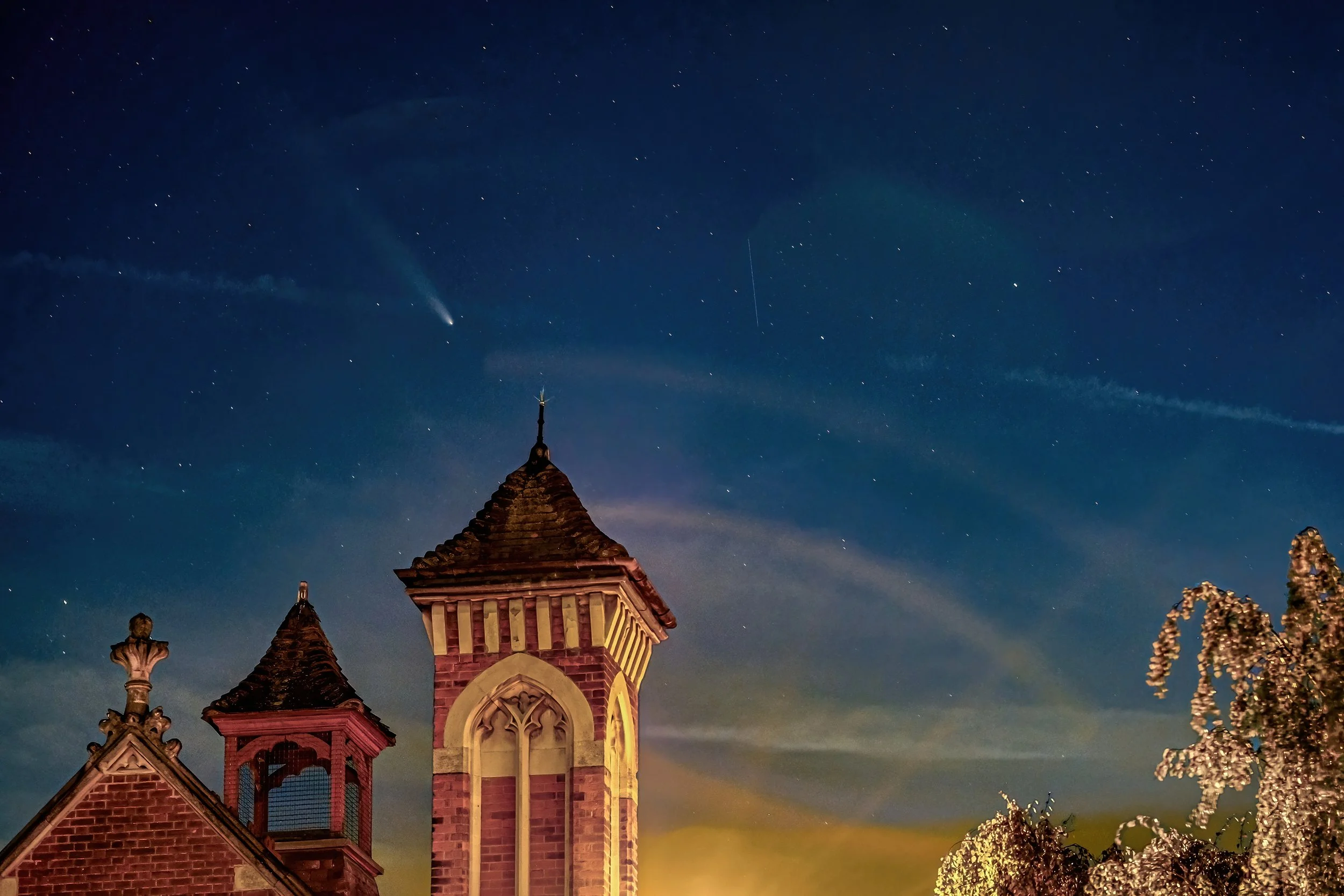 October; The stunning October 2024 comet over Histon Baptist Church. (Tsuchinshan–ATLAS (C/2023 A3); Photo by Martin Minařík