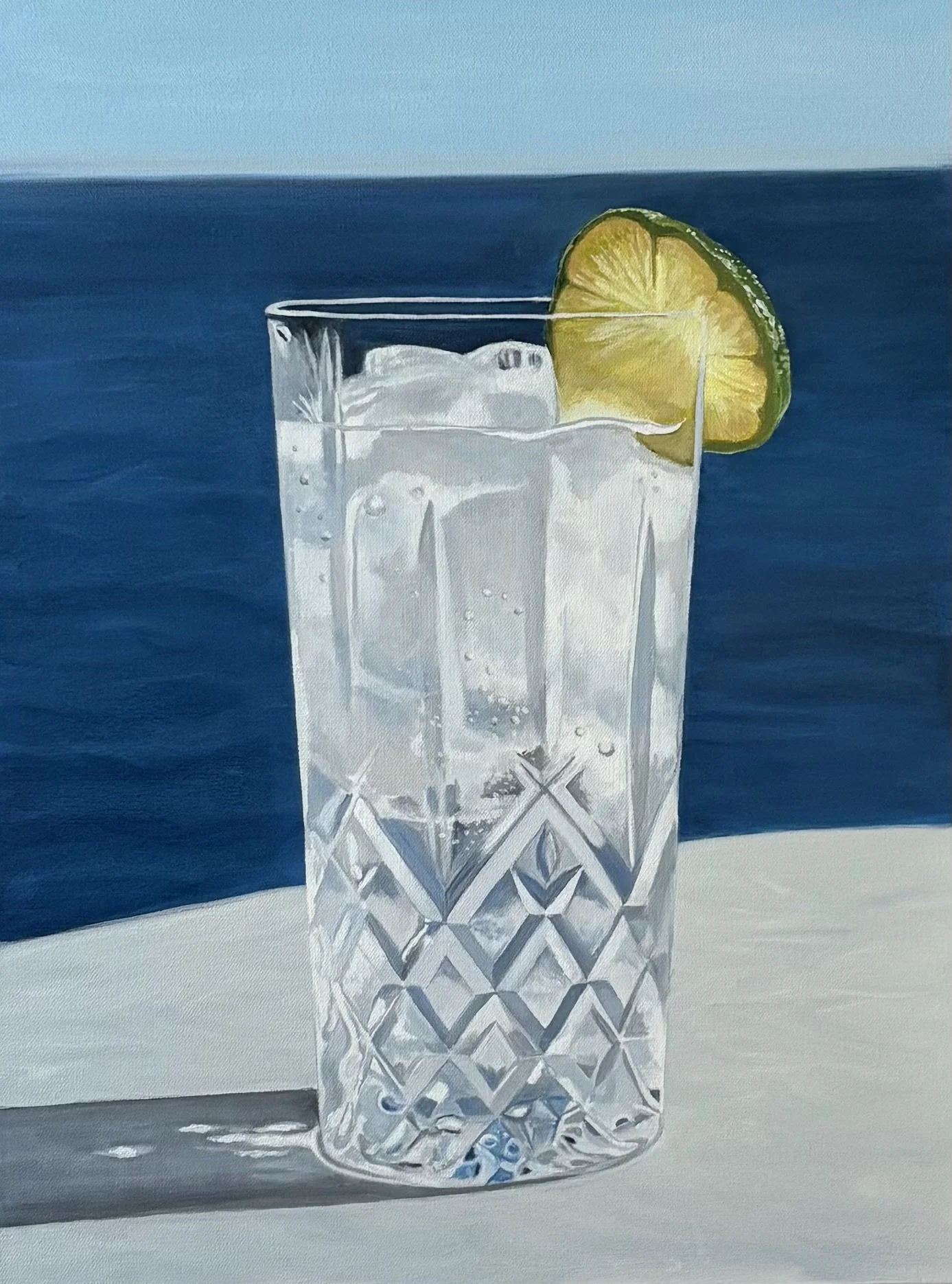 Gin and Tonic.  Tanqueray and Schweppes, the only way.  18 x 24 oil on canvas.