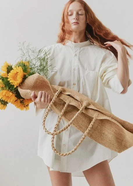Alma Forager Tote in Woven Raffia