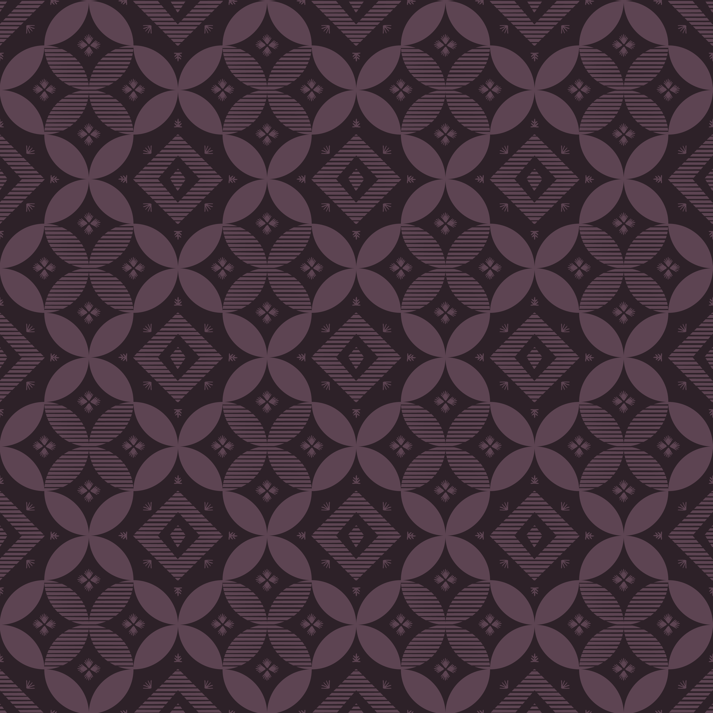 Petal Prism Quilt surface pattern design — dark plum geometric circle quilt pattern