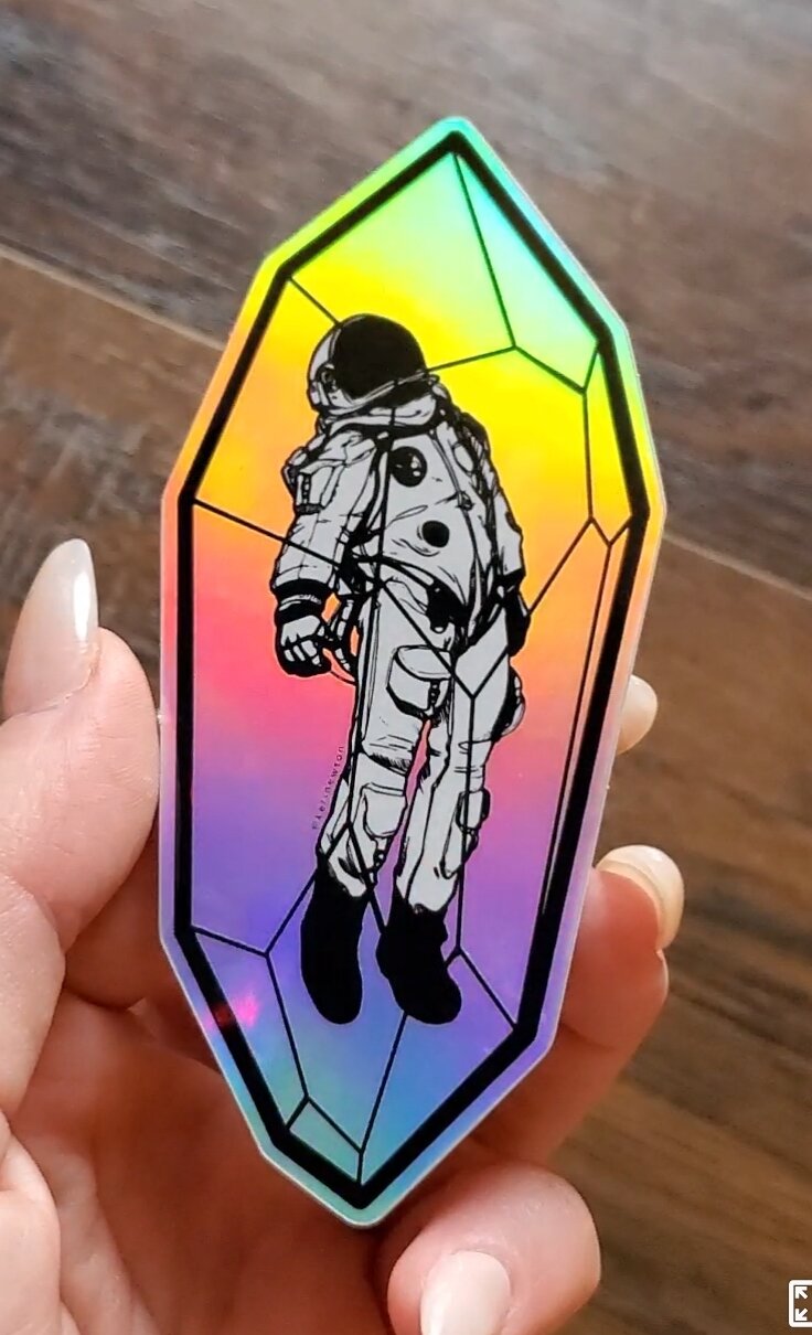 Crystal Astronaut - Holographic Sticker — Keri Newton Illustration