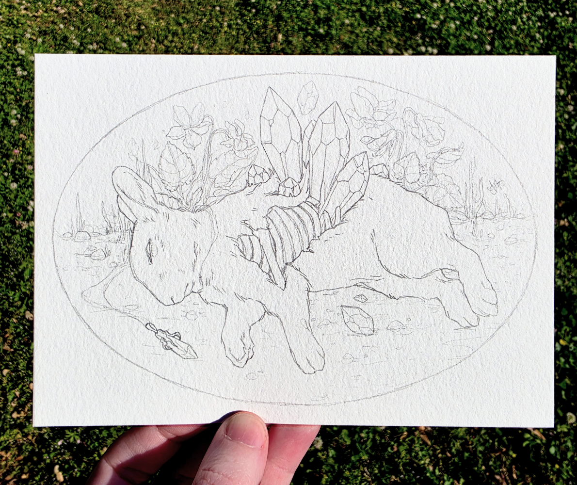 Crystal Leporidae - Original Pencil Sketch 5x7"
